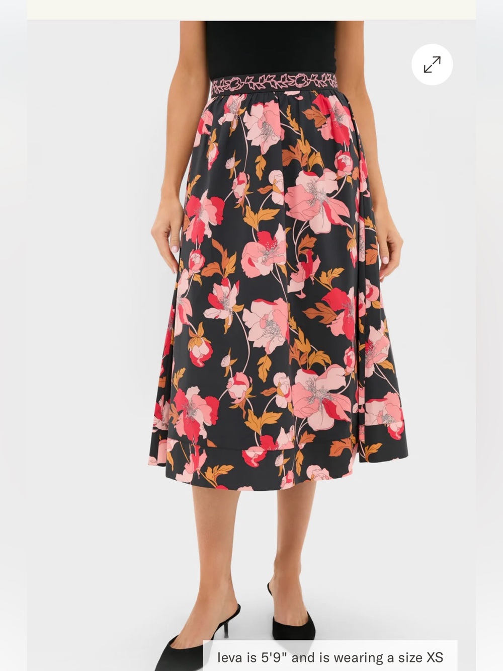 NWT Small Tuckernuck Black & Shades of Pink Floral Embroider Sia Skirt Hyacinth